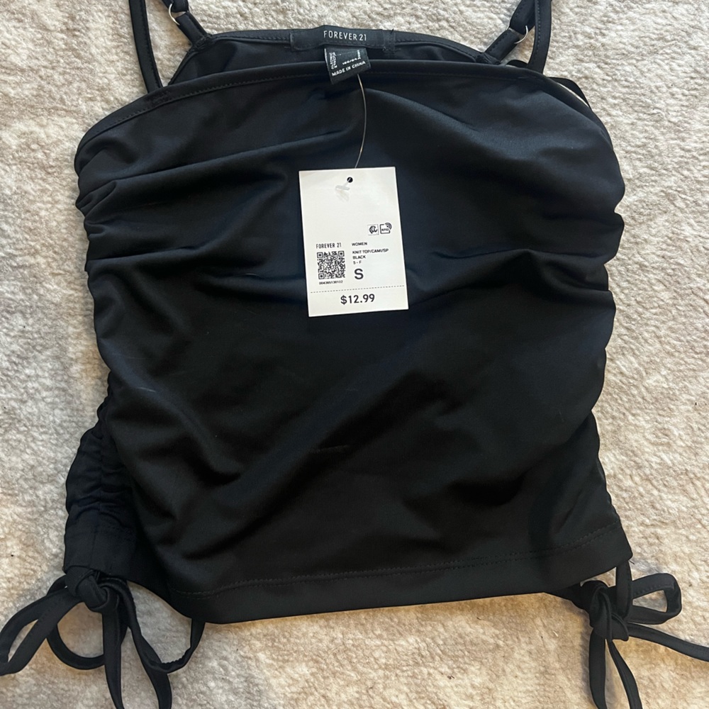 black ruched tie going out top